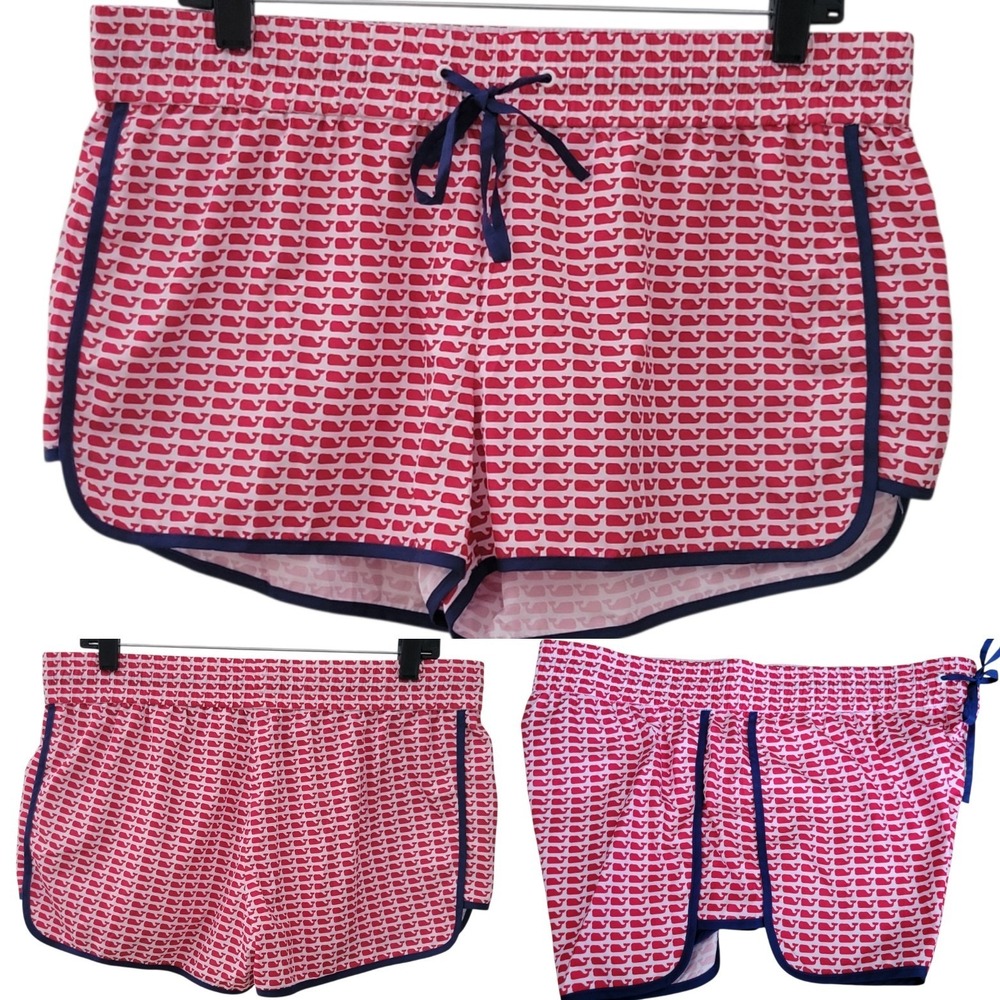 Vineyard Vines Performance Shorts Womens M Red White Whale Print Pull On Beach